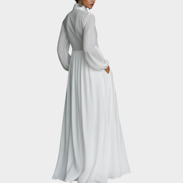 Elegant Button-Front Maxi Shirt Dress