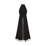 Inés halterneck layered long dress