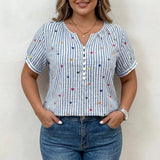Olivia | Striped Blouse with Heart Print