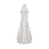 Inés halterneck layered long dress