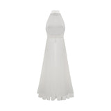 Inés halterneck layered long dress