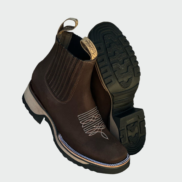 Leather Cowboy Ankle Boots
