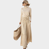 Elegant Twist-Waist Wide-Leg Set
