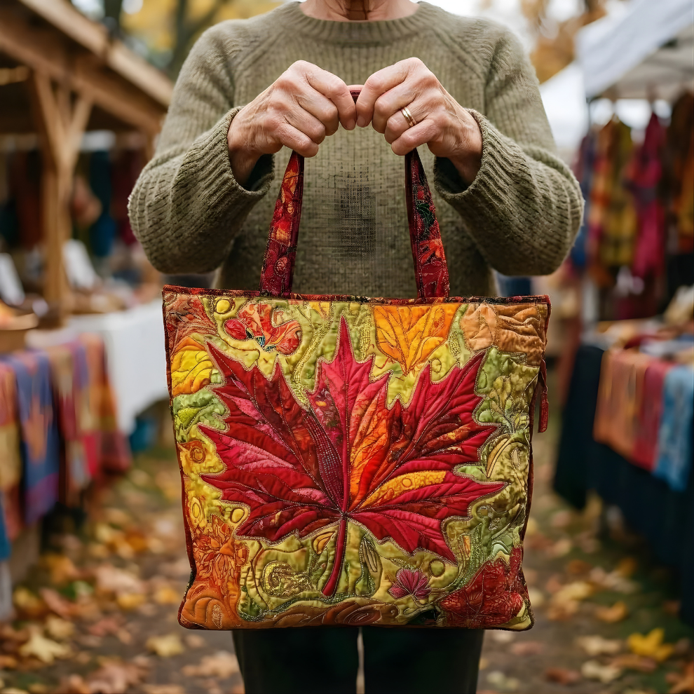 Autumn Maple Radiance | Handmade Quilted Tote