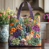 Colorful Succulent Garden | Handmade Quilted Tote