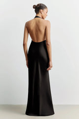 Plunging Knot Detail Gown with Fringing