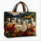 Rustic Lakeside Sheep Meadow | Handmade Quilted Tote