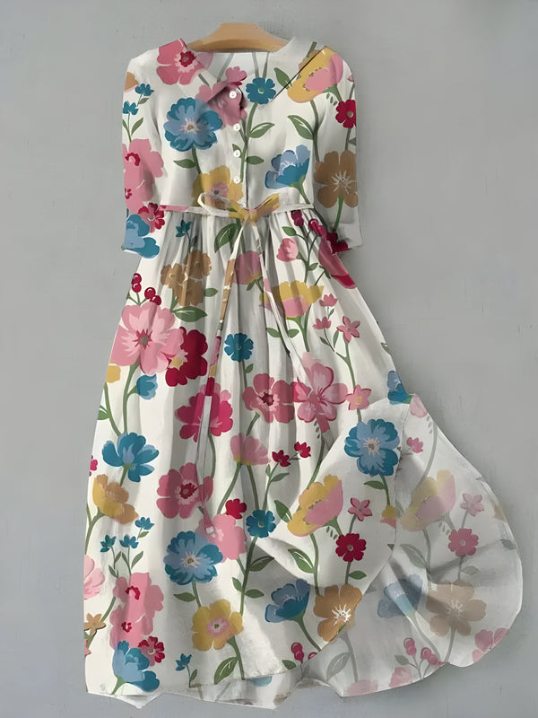 Sienna™ Button-Up Waist Tie Floral Dress
