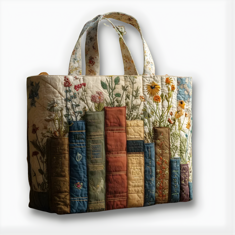 Wildflower Library Haven | Handmade Quilted Tote