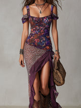 Bohemian Long Dress for Women with Off-Shoulder and High Slit