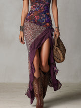 Bohemian Long Dress for Women with Off-Shoulder and High Slit