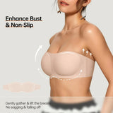 💞Womens Strapless Bras Push Up Bandeau Bra Non Slip Wireless Supportive Padded Bras Seamless Comfortable Tube Jelly Bra