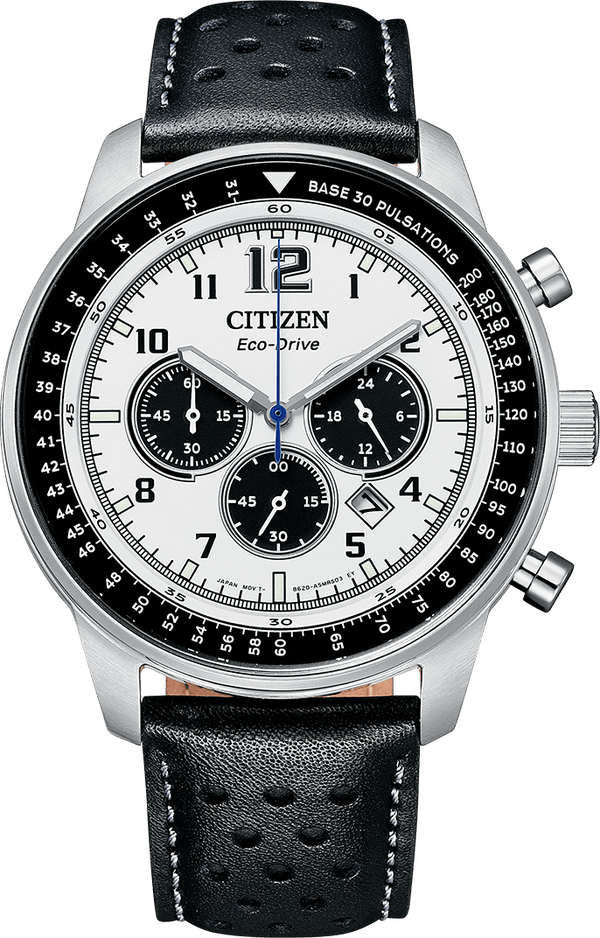 Leather Strap/Black-White Dial
