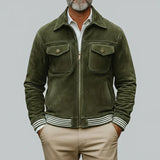 Khaki Green Suede Retro Jacket