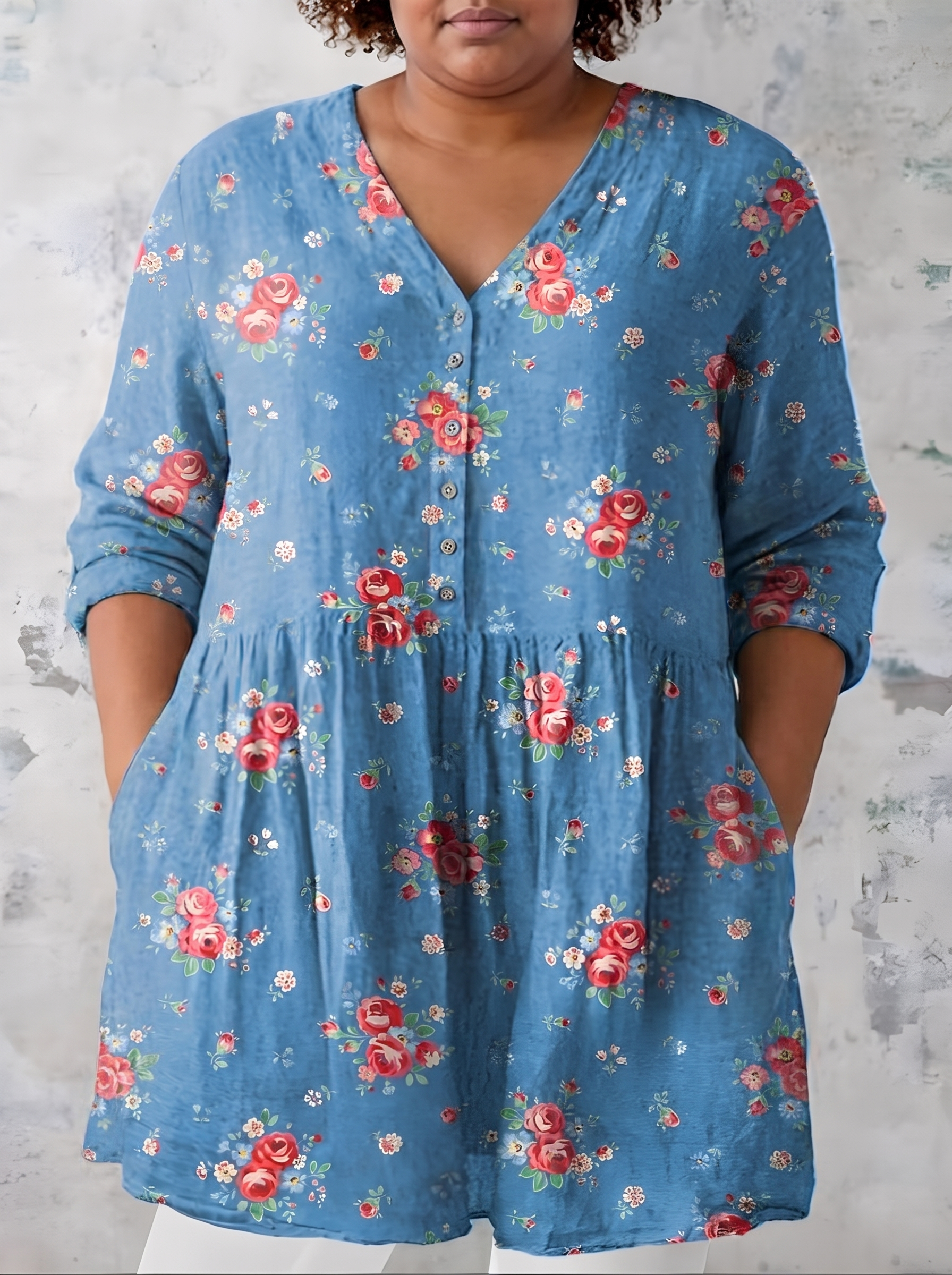 Lucia | Long Blouse with V-Neck