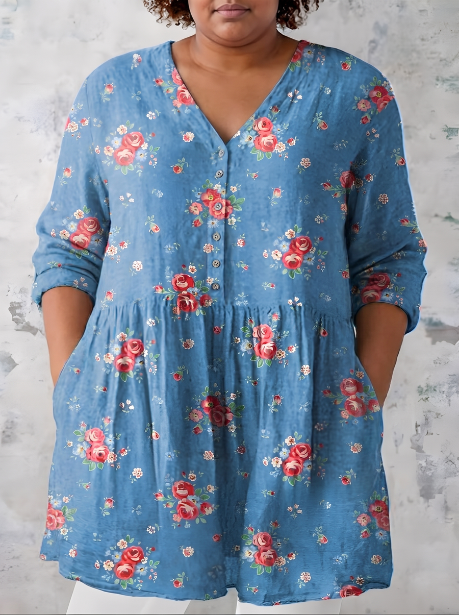 Lucia | Long Blouse with V-Neck