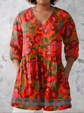 Priscilla | Long Blouse with V-Neck