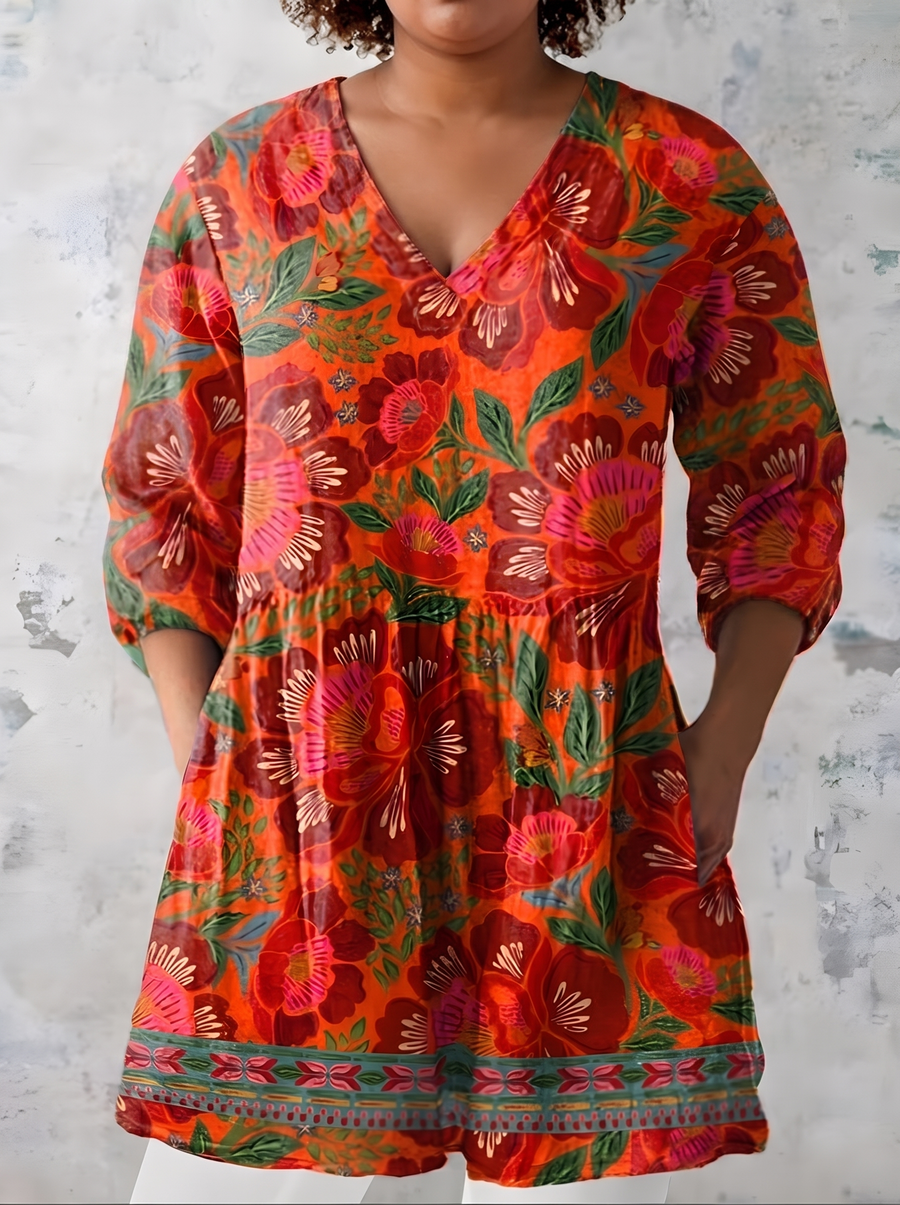 Priscilla | Long Blouse with V-Neck