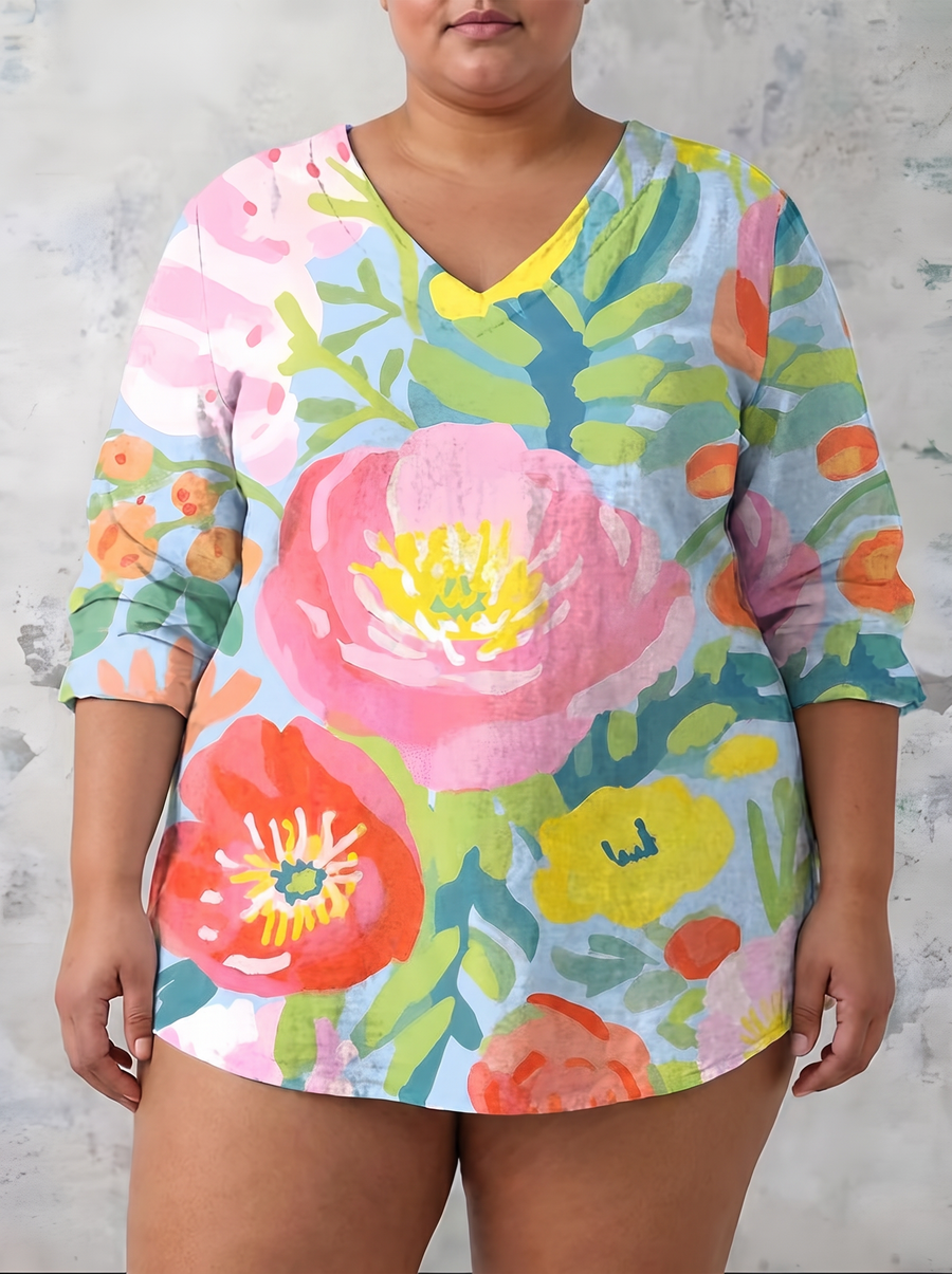 Valerie | Long Blouse with V-Neck
