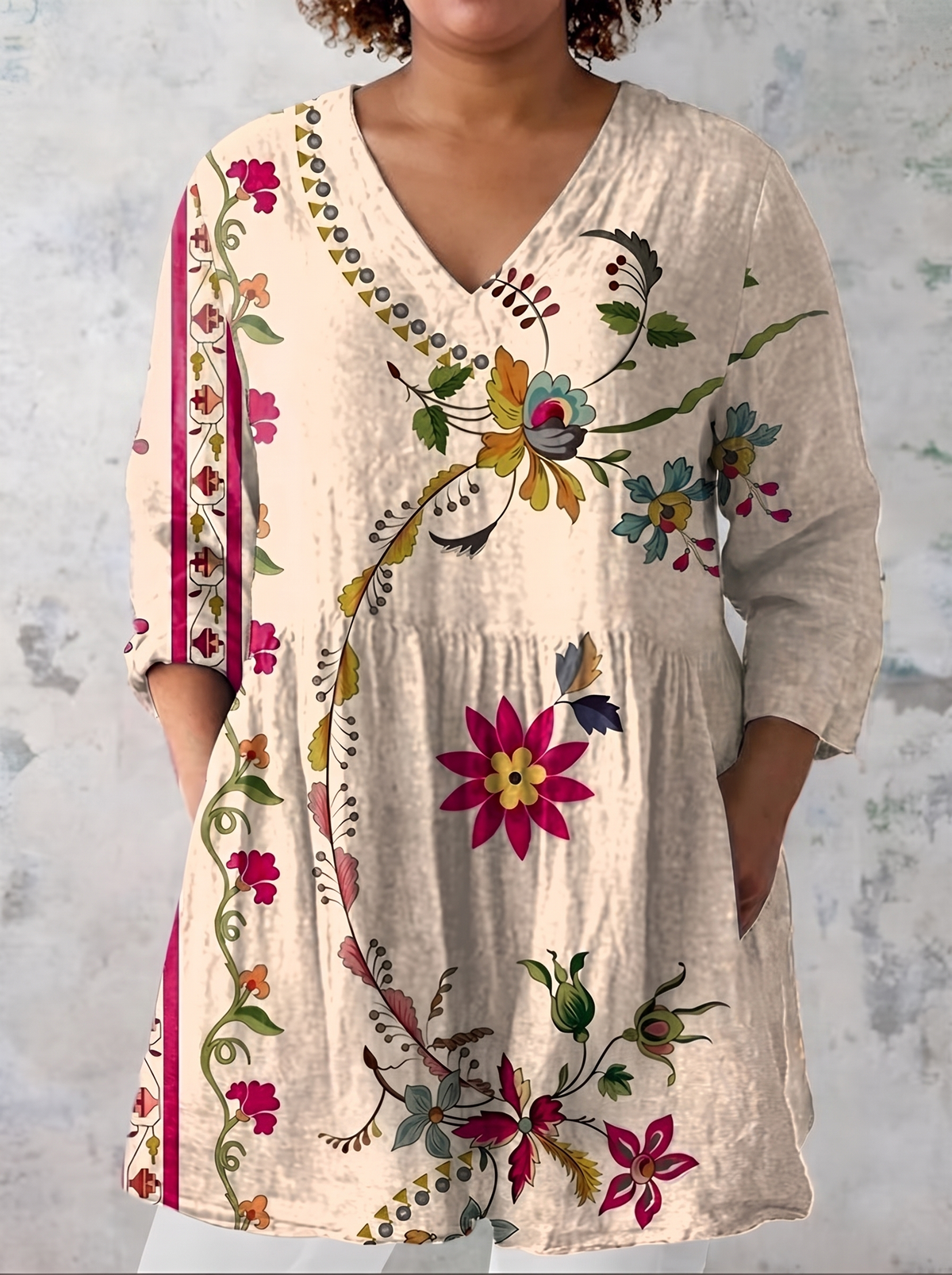 Lottie | Long Blouse with V-Neck