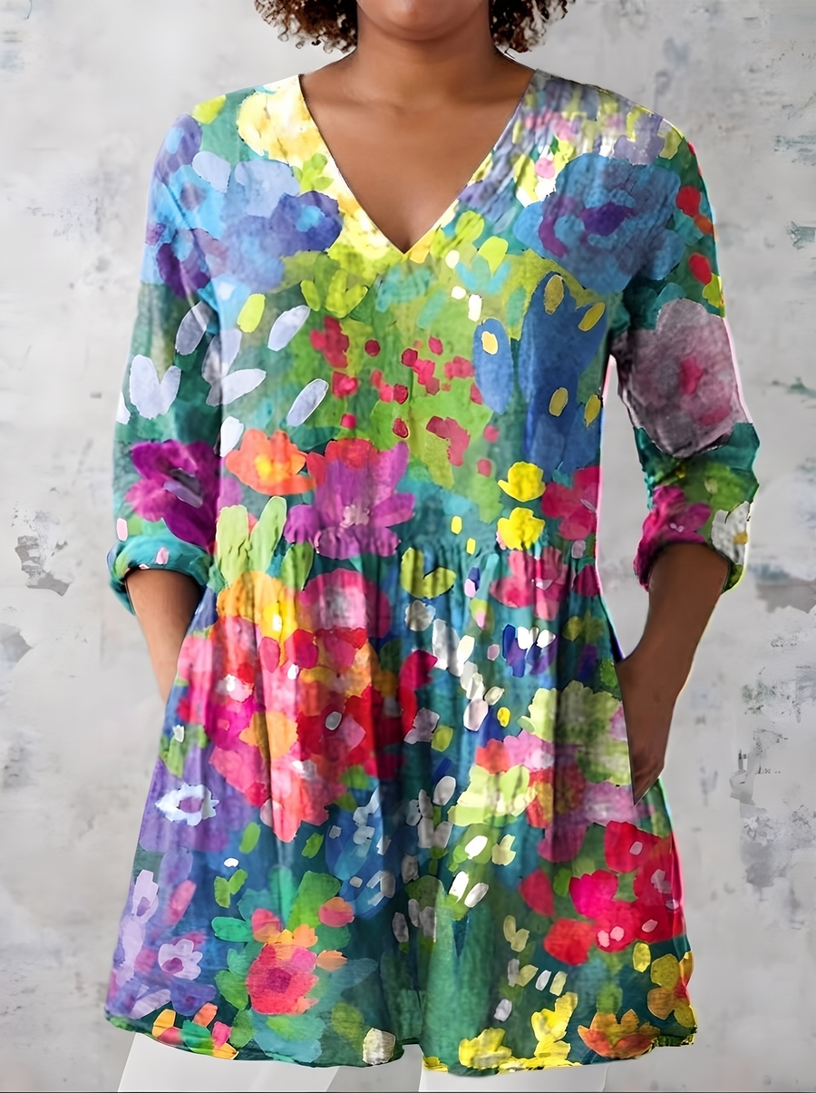 Millie | Long Blouse with V-Neck