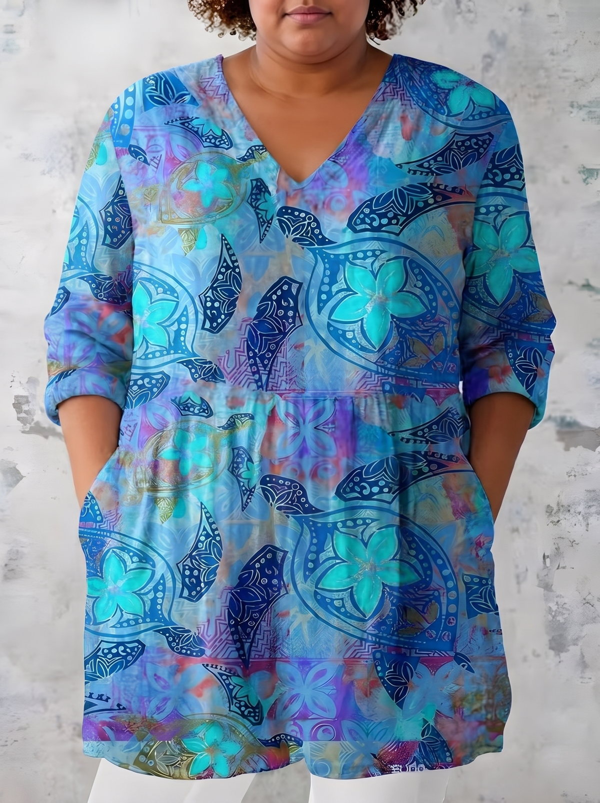 April | Long Blouse with V-Neck