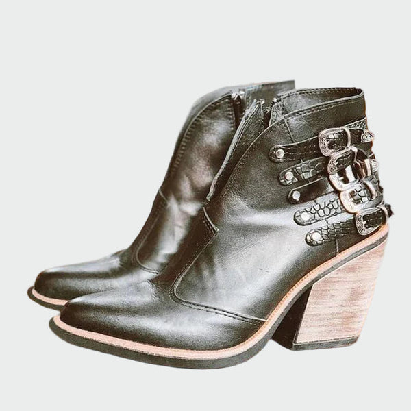 Retro Leather Ankle Boots
